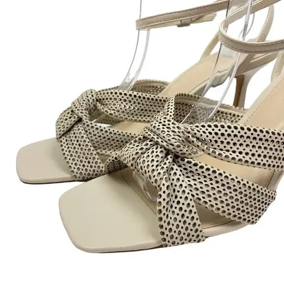 Vince Camuto | Earlena SZ US 11 NWOB Mesh Cut Leather Square Toe Cream Heels - Picture 9 of 13